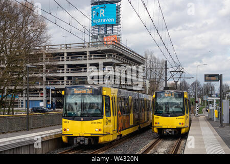 Tram Station in der Nähe von Park & Ride transferium im niederländischen Utrecht Stockfoto