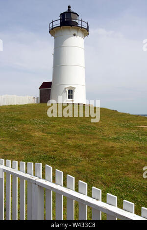 Historische Nobska Leuchtturm (1828) in Falmouth (Woods Hole, Massachusetts, auf Cape Cod, USA Stockfoto