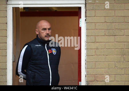 Colchester United Manager John McGreal - Accrington Stanley v Colchester United, die Emirate FA Cup - Erste Runde, Krone, Accrington - 10. November 2018 Stockfoto