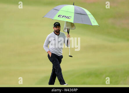 Der Engländer Matthew Baldwin bei Tag zwei der Open Championship 2019 im Royal Portrush Golf Club. Stockfoto