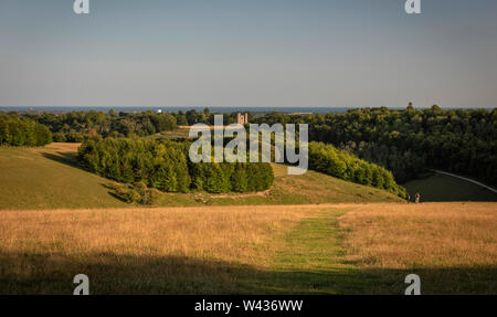 Hiorne's Turm, aus dem 18. Jahrhundert Torheit, auf dem Gelände der Arundel Castle Park, West Sussex, England Stockfoto