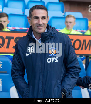 Kilmarnock manager Angelo Alessio erstes Heimspiel in der UEFA Europa League erste Qualifikationsrunde zweite Bein Spiel im Rugby Park, Kilmarnock Stockfoto