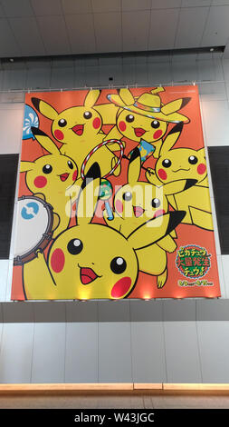 Pikachu Ausbruch! 2017. Ein reales Ereignis von der Pokémon Company in der Hafengegend Yokohama Minato Mirai 21, Japan zwischen 9. August und 15. August organisiert Stockfoto