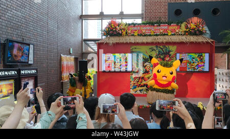 Pikachu Ausbruch! 2017. Ein reales Ereignis von der Pokémon Company in der Hafengegend Yokohama Minato Mirai 21, Japan zwischen 9. August und 15. August organisiert Stockfoto