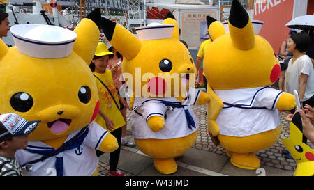 Pikachu Ausbruch! 2017. Ein reales Ereignis von der Pokémon Company in der Hafengegend Yokohama Minato Mirai 21, Japan zwischen 9. August und 15. August organisiert Stockfoto