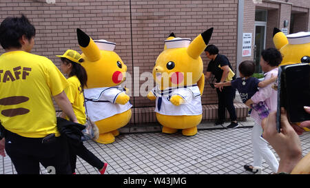 Pikachu Ausbruch! 2017. Ein reales Ereignis von der Pokémon Company in der Hafengegend Yokohama Minato Mirai 21, Japan zwischen 9. August und 15. August organisiert Stockfoto