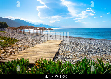 Berühmte Sandstrand von Paleochora, Chania, Kreta, Griechenland Stockfoto