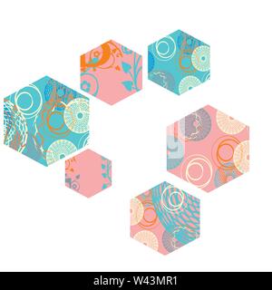 Verziert Hexagon-form Vektor Zusammenfassung Hintergrund Fett lebendige Farben in Artdeco Stil Stock Vektor