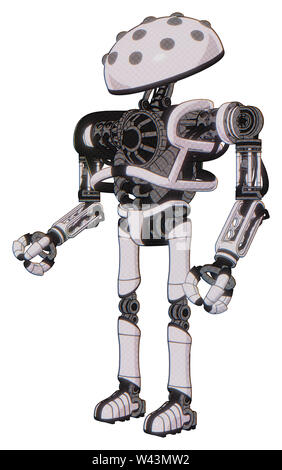 Mech, die Elemente: Metall knucklehead Design, schwere obere Brust, keine Brust Verchromen, ultralight Fuß exosuit. Material: weißer halftone Toon. Stockfoto