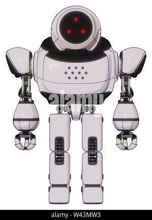 Droid Elemente enthalten: drei LED-Augen, runder Kopf, schwere obere Brust, Prototyp exoplate Beine. Material: weißer halftone Toon. Situation: Vorne... Stockfoto