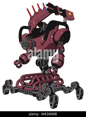 Cyborg Elemente enthalten: flache längliche Schädel Kopf, schwere obere Brust, Brust Energie Gewehr, insekt Walker Beine. Material: muavewood Halbton. Stockfoto