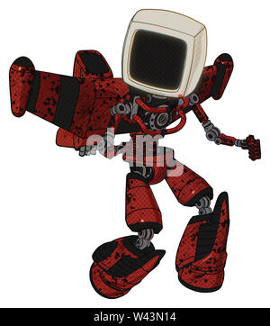 Bot, die Elemente enthalten: alte Computer Monitor, Licht Brust exoshielding, stellar Düsentragflächen Rocket Pack, keine Brust-Beschichtung, leicht Bein exoshielding, ... Stockfoto