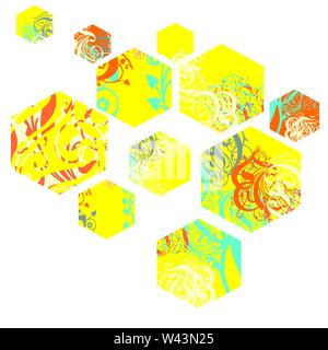 Verziert Hexagon-form Vektor Zusammenfassung Hintergrund Fett lebendige Farben in Artdeco Stil Stock Vektor