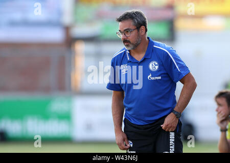 Lotte, Deutschland. 19 Juli, 2019. Fussball: Test Matches, FC Schalke 04 - Norwich City. Schalkes Cheftrainer David Wagner Uhren das Spiel. Quelle: Tim Rehbein/dpa/Alamy leben Nachrichten Stockfoto