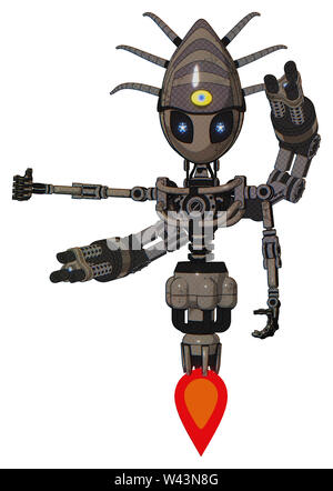 Mech Elemente enthalten: grau Alien style Kopf, Augen, augapfel Kreatur Krone, Licht Brust exoshielding, minigun zurück Montage, keine Brust... Stockfoto