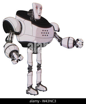 Bot, die Elemente enthalten: humanoid Maske, Clown rot markiert, schwere obere Brust, ultralight Fuß exosuit. Material: weißer halftone Toon. Situation:... Stockfoto