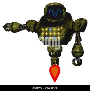 Roboter, die Elemente enthalten: Digitale Anzeige Kopf, Ausdruck woo, schwere obere Brust, farbige Lichter array, Jet Propulsion. Material: grunge Armee... Stockfoto