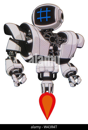 Automaten, die Elemente enthalten: Digitale Anzeige Kopf, Hashtag, schwere obere Brust, schwere mech Brust, Jet Propulsion. Material: weißer Halftone... Stockfoto