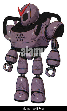 Mech Elemente enthalten: grau Alien style Kopf, schwarze Augen, schwere obere Brust, Licht Bein exoshielding. Material: lilac Metall. Situation: Stehend... Stockfoto