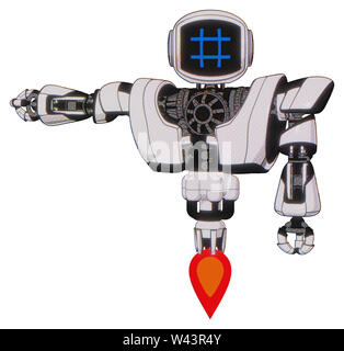 Automaten, die Elemente enthalten: Digitale Anzeige Kopf, Hashtag, schwere obere Brust, schwere mech Brust, Jet Propulsion. Material: weißer Halftone... Stockfoto