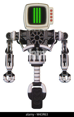 Cyborg Elemente enthalten: alte Computer Monitor, drei Zeilen design Pixel, rote Tasten, schwere obere Brust, keine Brust Verchromen, Einrad Rad. Stockfoto