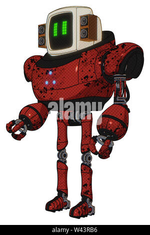 Cyborg Elemente enthalten: alte Computer Monitor, pixel Linie Augen, alten retro Lautsprecher, schwere obere Brust, Dreieck von blauen leds, ultraleicht Fuß ... Stockfoto