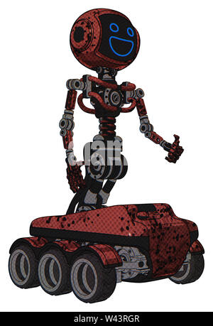 Automaten, die Elemente enthalten: Digitale Anzeige Kopf, breites Lächeln, Licht Brust exoshielding, keine Brust Beschichtung, 6-wheeler. Material: Grunge... Stockfoto