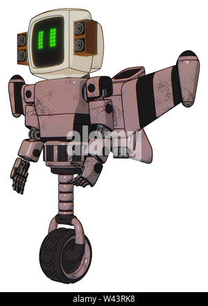 Droid Elemente enthalten: alte Computer Monitor, pixel Linie Augen, alten retro Lautsprecher, Licht, Prototyp exoplate exoshielding Brust Brust, stellarer Jet. Stockfoto