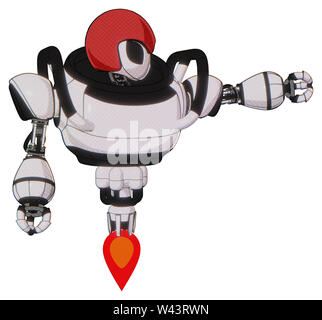 Automat mit Elementen: grau Alien style Kopf, schwarze Augen, Roten Helm, schwere obere Brust, Jet Propulsion. Material: weißer halftone Toon. Stockfoto