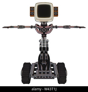 Cyborg Elemente enthalten: alte Computer Monitor, alten retro Lautsprecher, Licht Brust exoshielding, keine Brust plating, Tank Titel. Material: grau... Stockfoto