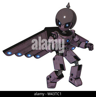 Cyborg Elemente enthalten: grau Alien style Kopf, Augen, grau Helm, Brust exoshielding, blaue Energie Kern, Cherubs Flügel Design,... Stockfoto