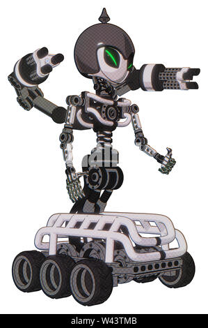 Cyborg Elemente enthalten: grau Alien style Kopf, Dämon Augen, grau Helm, Brust exoshielding, minigun zurück Montage, keine Brust Plattierung. Stockfoto