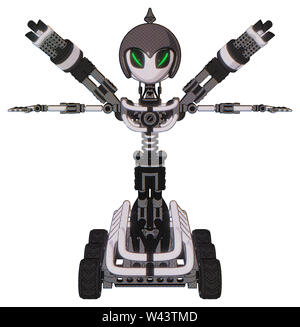 Cyborg Elemente enthalten: grau Alien style Kopf, Dämon Augen, grau Helm, Brust exoshielding, minigun zurück Montage, keine Brust Plattierung. Stockfoto