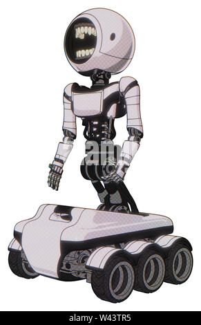 Automat mit Elementen: Runder Kopf chompers Design, Licht Brust Brust exosuit exoshielding, Ultraleicht, 6-wheeler. Material: weißer... Stockfoto