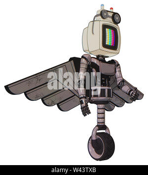 Bot, die Elemente enthalten: alte Computer Monitor, bitte Stand by Pixel Design, alte Computer Magnetband, Licht Brust exoshielding, ultraleicht Brust... Stockfoto