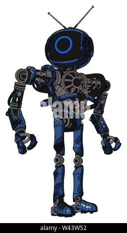 Automaten, die Elemente enthalten: Digitale Anzeige Kopf, Kreis Gesicht, retro Antennen, schwere obere Brust, keine Brust Verchromen, ultralight Fuß exosuit. Stockfoto