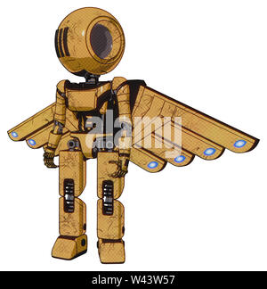 Bot, die Elemente enthalten: Runder Kopf, drei Objektiv sentinel Visor, Licht Brust Brust exosuit exoshielding, Ultraleicht, Cherubs Flügel Design-, Prototyp-... Stockfoto