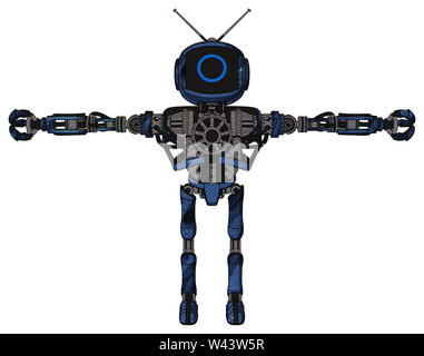 Automaten, die Elemente enthalten: Digitale Anzeige Kopf, Kreis Gesicht, retro Antennen, schwere obere Brust, keine Brust Verchromen, ultralight Fuß exosuit. Stockfoto