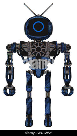Automaten, die Elemente enthalten: Digitale Anzeige Kopf, Kreis Gesicht, retro Antennen, schwere obere Brust, keine Brust Verchromen, ultralight Fuß exosuit. Stockfoto