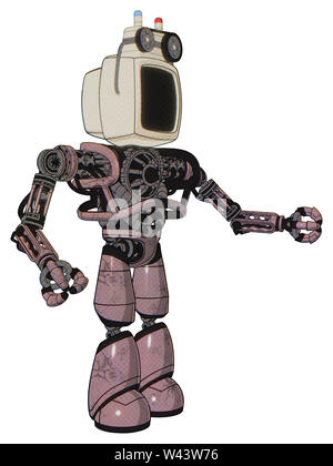 Bot, die Elemente enthalten: alte Computer alte Computer überwachen, Magnetband, schwere obere Brust, keine Brust-Beschichtung, leicht Bein exoshielding. Material:... Stockfoto