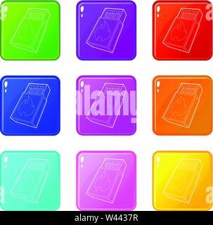 Schachtelzündhölzer Symbole 9 Colour Collection set Stock Vektor
