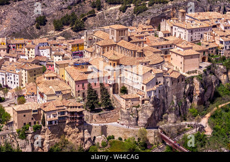 Vista aérea desde el Cerro del Socorro de la Ciudad de Cuenca. Castilla La Mancha. España Stockfoto