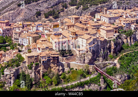 Vista aérea de la Ciudad de Cuenca desde el Cerro del Socorro. Castilla La Mancha. España Stockfoto