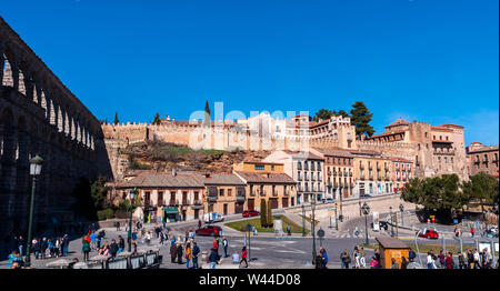 Vista parcial de la Plaza de la Artillería. Segovia. España Stockfoto