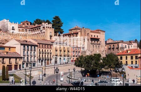 Vista parcial de la Plaza de la Artillería. Segovia. España Stockfoto