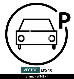 Parkplatz Symbol. Linienstil. auf weißem Hintergrund. Vector Illustration EPS 10. Stock Vektor