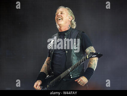 Metallica auf ihre Worldwired Tour 2019 an der Manchester Etihad Stadium mit: Metallica, James Hetfield Wo: Manchester, Großbritannien Wann: 18 Jun 2019 Credit: Sakura/WENN.com Stockfoto