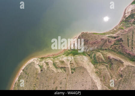 Peking, China. 19 Juli, 2019. Luftbild am 19. Juli, 2019 zeigt die Sanggan Fluss in Nantuo Dorf Yunzhou Stadtteil Datong, Provinz Shanxi im Norden Chinas. Credit: Yang Chenguang/Xinhua/Alamy leben Nachrichten Stockfoto