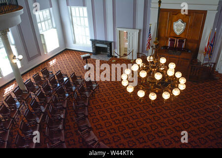 Ein leeres Haus Kammer im Inneren der historischen Alabama State Capitol in Montgomery, AL Stockfoto