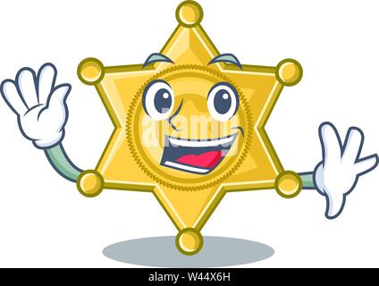 Winken Sterne Abzeichen Polizei auf einer Cartoon Vector Illustration Stock Vektor